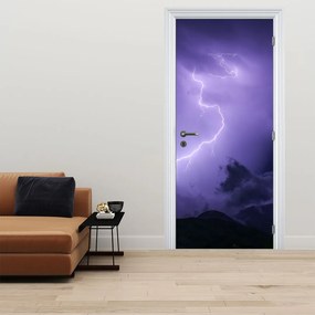 Fototapeta na dvere - Fialová obloha a blesk (95x205cm)