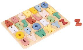 Vkladacie drevené puzzle - farebná abeceda
