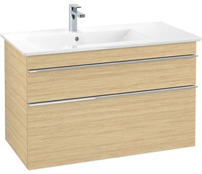 VILLEROY &amp; BOCH Venticello závesná skrinka pod asymetrické umývadlo (ľavé), 2 zásuvky, 953 x 502 x 590 mm, Nordic Oak, A92701VJ