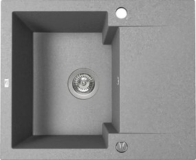 Kuchinox Chichi, 1-komorový granitový drez 580x480x180 mm s odkvapkávačom, šedá matná, LAV-SBH_513Y