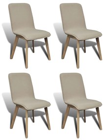 Jedálenské stoličky 4 ks, béžové, látka a dubový masív 241152
