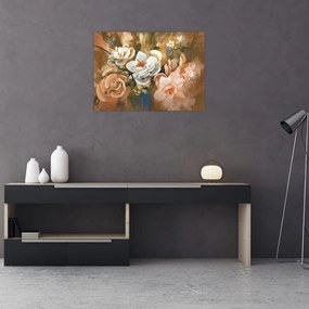 Sklenený obraz - Maľovaná kytica kvetov (70x50 cm)