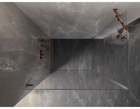 Mexen Lunar-B, výklopný sprchový kút ľavý 75 x 70 cm, 8mm číre sklo, profil ružové zlato, 832-075-070-60-00-L