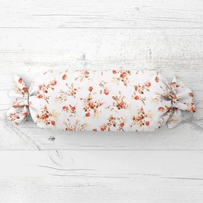 Biante Vankúš valec bonbon Sandra SA-304 Oranžovo žlté ružičky na bielom 15x80 cm