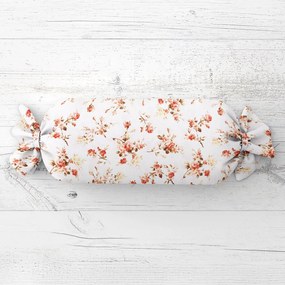 Biante Vankúš valec bonbon Sandra SA-304 Oranžovo žlté ružičky na bielom 15x40 cm