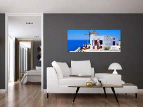 Obraz - Domček v Grécku (120x50 cm)