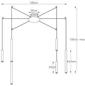 Lucide 74403/06/97 - LED Stmievateľný luster na lanku LORENZ 6xLED/4W/230V medená