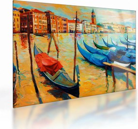 Sklenený obraz - Prístav v Benátkach (70x50 cm)