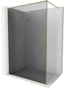 Mexen Kioto-F, sprchová zástena s rámom 90 x 202 cm, 8 mm šedé sklo, zlatý lesklý profil, 800-090-104-50-40