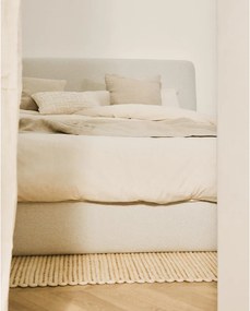 Béžová čalúnená dvojlôžková posteľ bez roštu 180x200 cm Martina – Kave Home