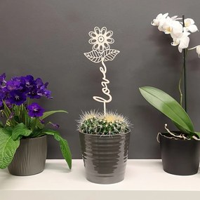 AMADEA Drevený zápich kvetina - Love, dĺžka 28 cm