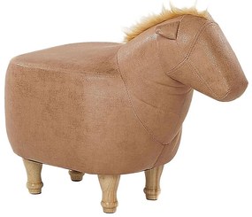 Zvieracia stolička béžová z umelej kože HORSE Beliani