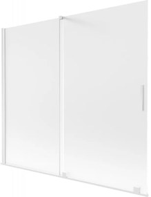 Mexen Velar, 2-krídlová posuvná vaňová zástena 180 x 150 cm, 8mm sklo námraza, biela matná, 896-180-000-31-20