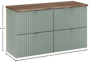 Závěsná skříňka pod umyvadlo Line Reed Green s deskou 100 cm zelená/dub casella