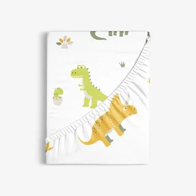 Goldea detská bavlnená napínacia plachta - dinosaurie dobrodružstvo 200 x 200 cm