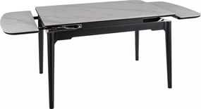 Jedálenský rozkladací stôl Sento 120/180 cm keramika biely mramor/čierny