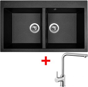 Set Sinks AMANDA 860 DUO Metalblack + ELKA Chróm