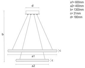 LED stmievateľný luster na lane LED/90W/230V 3000-6500K priemer 60 cm + diaľkový ovládač