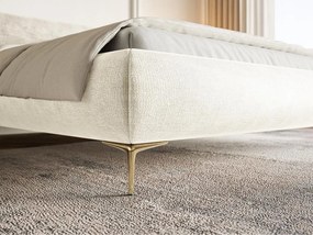 Manželská posteľ 140 cm Rirri 140 (s roštom) (s úl. priestorom) (krémová + zlatá). Vlastná spoľahlivá doprava až k Vám domov. 1099858