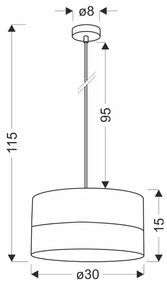 Čierne závesné svietidlo s textilným tienidlom ø 30 cm Porto – Candellux Lighting