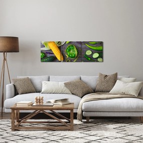 Obraz so zeleninou (s hodinami) (90x30 cm)