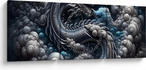 Obraz – Drak v dyme (s hodinami) (90x30 cm)
