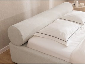 Béžová čalúnená dvojlôžková posteľ s úložným priestorom s roštom 180x200 cm Cille – Ropez