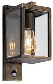 Vonkajšia nástenná lampa starožitné zlato s pohybovým senzorom IP44 - Charlois