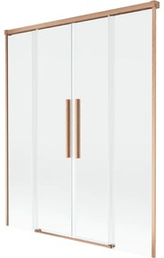 Mexen Rox, 2-krídlová posuvná vaňová zástena 140 x 150 cm, 8mm číre sklo, medený matný profil, 8C9-140-002-65-00
