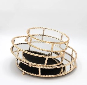 SADA 3x Dekoračný podnos pr. 27/33/37 cm zlatá
