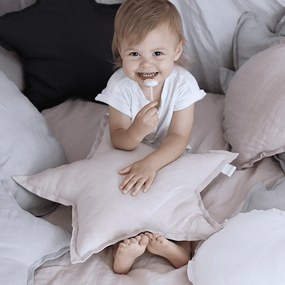 Ľanový vankúš hviezda púdrovo ružová 50 cm