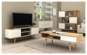 Biely TV stolík v dekore duba 140x52 cm Alana - Støraa