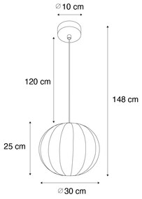 Japonská závesná lampa biela hodvábna 30 cm - Plu