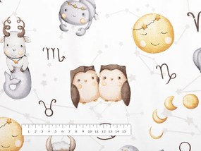 Biante Detský bavlnený obdĺžnikový obrus Sandra SA-439 Znamenia zverokruhu 50x100 cm
