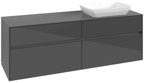 VILLEROY &amp; BOCH Collaro závesná skrinka pod umývadlo na dosku (umývadlo vpravo), 4 zásuvky, 1600 x 500 x 548 mm, Glossy Grey, C12200FP