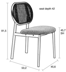 Sivá ratanová jedálenská stolička Spike - Zuiver
