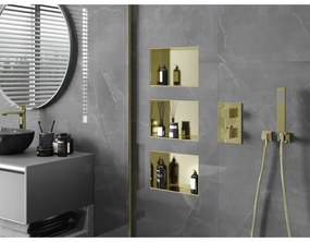 Mexen X-Wall-NR, polička na zapustenie pod obklad bez goliera 30 x 20 cm, zlatá lesklá, 1951302010