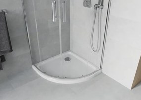 Mexen Rio, štvrťkruhový sprchový kút 80 x 80 cm, 6mm číre sklo, chrómový profil + biela sprchová vanička, 863-080-080-01-00-4110