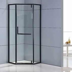 BPS-koupelny Päťuholníkový sprchovací kút HYD-PK4026B 90x90 čierna/transparentná + vanička HYD-PSV-SXL07B biela