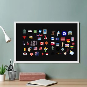 Toptabule.sk  Čierna tabuľa na magnetky v drevenom bielom ráme 120x90 cm