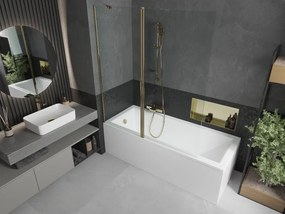 Mexen Flip, vaňová zástena 1-krídlová 140 x 150 cm, otočné krídlo, 6 mm číre sklo, zlatý profil, 894-140-101-50-00