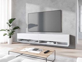 TV stolík/skrinka Adenik 180 MDF, Farby: biela / biela fala, Osvetlenie: osvetlenie LED RGB - farebné