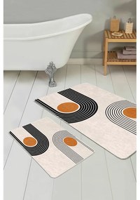 Béžové zamatové kúpeľňové predložky v súprave 2 ks 60x100 cm Dot Arch – Mila Home