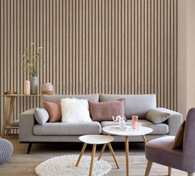 Vliesové tapety na stenu IMPOL TRADE 10400-32, rozmer 10,05 m x 0,53 m, lamely na stenu dub natural, IMPOL TRADE