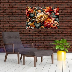 Obraz - Oranžovo-červené kvety (90x60 cm)