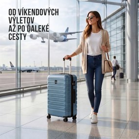 Sada škrupinových cestovných kufrov NEW YORK, 3-dielna, ABS, svetlá modrá Deuba