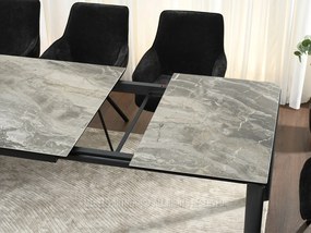 Jedálenský stôl Telefonico (mramor + čierna). Akcia -15%. Vlastná spoľahlivá doprava až k Vám domov. 1137183