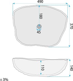 Rea Isla Marlo, umývadlo na dosku 490x370x140 mm, imitácia kameňa, REA-U3512