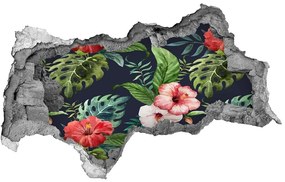 Nálepka 3D diera betón Tropické kvety nd-b-73937093