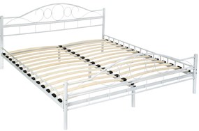 tectake 404518 kovová posteľ dvojlôžková romance vrátane lamelových roštov - 200 x 180 cm, biela/biela
